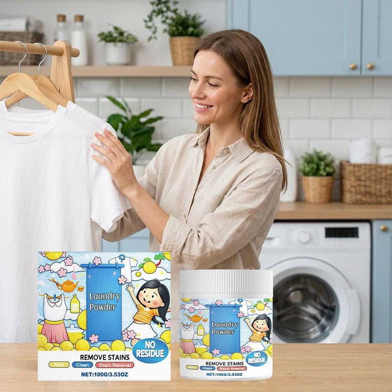 Hyper Concentrated Strong Stain Remover Powder for Clothes 500g,16.67 Fl Oz Natural Oxygen Laundry Powder Stain Remover,Powerful Cleaning Removes Milk Sweat Oil Fruit Stains,Safe For Fabrics (1pcs) - Image 2